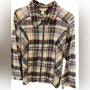 Christopher & Banks Size XL Light Weight Plaid Jacket blue white red